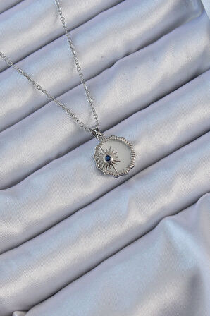 STİLLOVE 316L Çelik Gümüş Renk Zirkon Taşlı Mineli Kutup Yıldızı Kolye