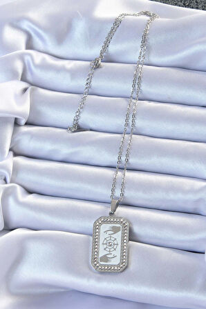 STİLLOVE 316L Çelik Zincir Gümüş Renk Mineli Zirkon Taşlı Göz Figür Tarot Kolye