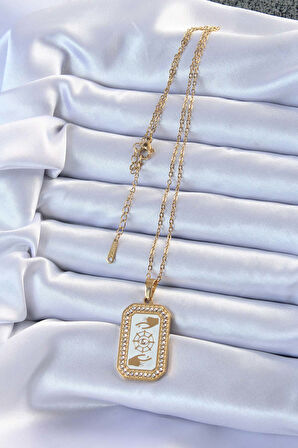 STİLLOVE 316L Çelik Zincir Altın Renk Mineli Zirkon Taşlı Göz Figür Tarot Kolye