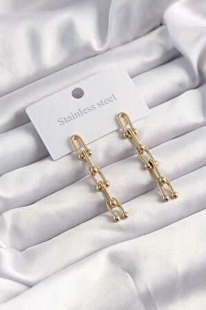 STİLLOVE 316L Çelik Altın Renk Sallantılı Tiffany Model Küpe