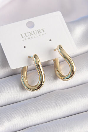 STİLLOVE Pirinç Gold Renk Halka Model Kadın Küpe