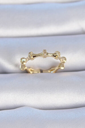 STİLLOVE Pirinç Gold Renk Zirkon Taşlı Kadın Yüzük