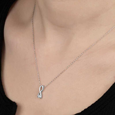STİLLOVE Swarovski Taşlı Gümüş Sonsuzluk Bayan Kolye