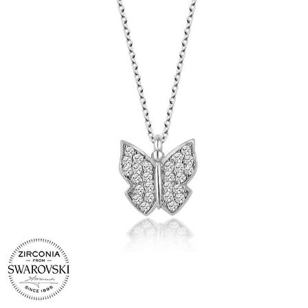 STİLLOVE Swarovski Taşlı Gümüş Kelebek Kolye