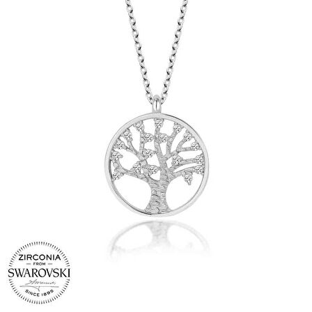 STİLLOVE Swarovski Taşlı Gümüş Hayat Ağacı Bayan Kolye