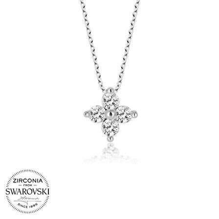 STİLLOVE Swarovski Taşlı Gümüş Çiçek Bayan  Kolye