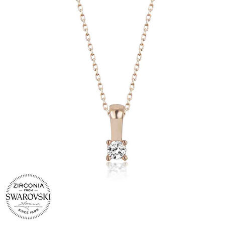 STİLLOVE Swarovski Taşlı Gümüş Tektaş Bayan Kolye