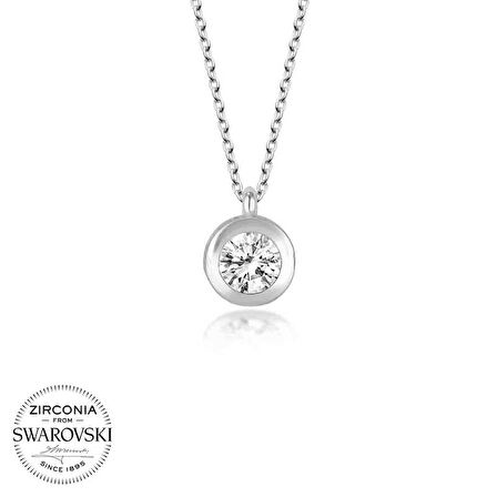 STİLLOVE Swarovski Taşlı Gümüş Tektaş Bayan Kolye