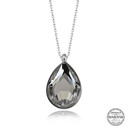 STİLLOVE Swarovski Crystal Taşlı Damla Gümüş Kadın Kolye