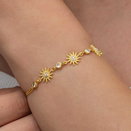 STİLLOVE Gümüş Gold Güneş Kadın Bileklik