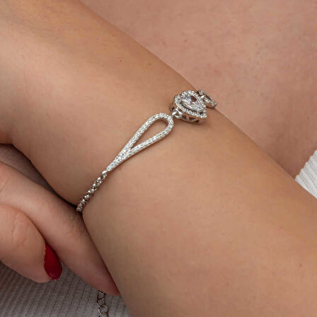 STİLLOVE Gümüş Zirkon Taşlı Kalp Bileklik