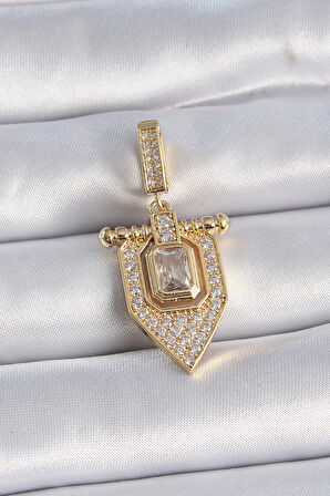 STİLLOVE Pirinç Gold Renk Baget Zirkon Taşlı Ajda Charm