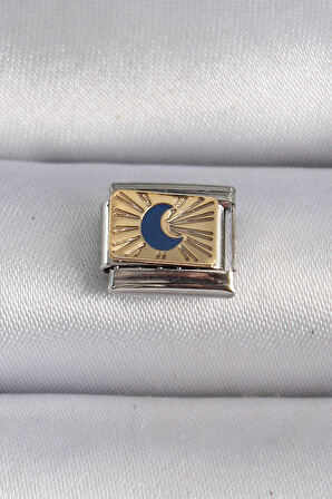 STİLLOVE 316L Çelik Gümüş Renk Gold Hilal İşlemeli Nomination Charm