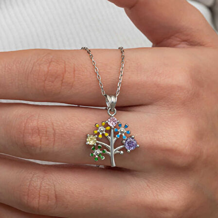 STİLLOVE Gümüş Renkli Hayat Ağacı Kadın Kolye