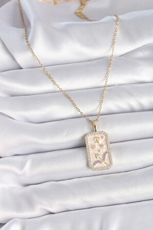 STİLLOVE 316L Çelik Gold Renk Zincir Yay Burcu Zirkon Taşlı Kadın Kolye