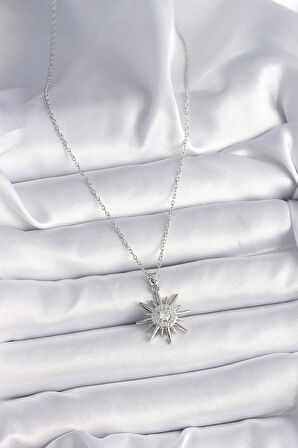 STİLLOVE 316L Çelik Gümüş Renk Zincir Zirkon Taşlı Güneş Model Kadın Yüzük