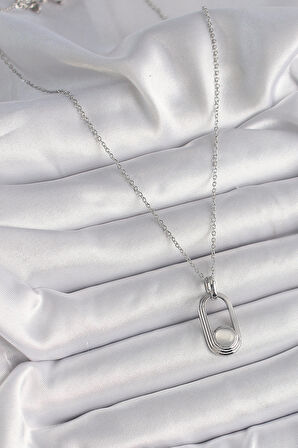 STİLLOVE 316L Çelik Gümüş Renk Zincir Beyaz Kedi Göz Model Kadın Kolye