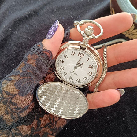 STİLLOVE Vintage Gümüş Köstekli Zincirli Cep Saati