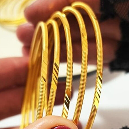 STİLLOVE Gümüş Ajda Desenli Gold bilezik