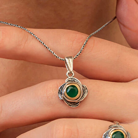 STİLLOVE Gümüş Çiçek Desenli Otantik Kadın Kolye