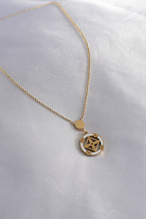 STİLLOVE 316L Çelik Gold Renk Çiçek Figür Kadın Kolye