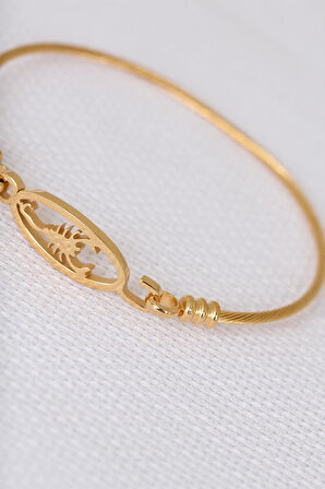 Gold Çelik Akrepli Erkek Kelepçe Bileklik SL11538