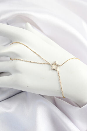 Pirinç Gold Renk Zirkon Taşlı Yıldız Model Şahmeran SL12453