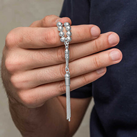 Gümüş Yuvarlak Erkek Tesbih  SL12644