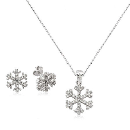 STİLLOVE Gümüş Kar Tanesi Bayan Set