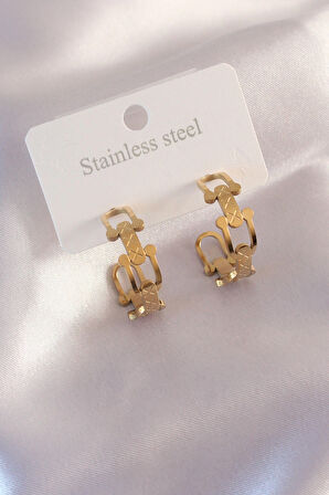 STİLLOVE Çelik Gold Renk Tifanny Zincir Model Kadın Küpe