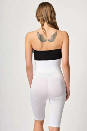 Kadın Ten Ultra Yüksek Bel Dikişsiz Uzun Paça Boxer Korse 2044