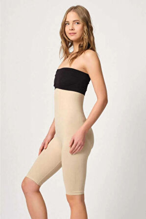Kadın Ten Ultra Yüksek Bel Dikişsiz Uzun Paça Boxer Korse 2044