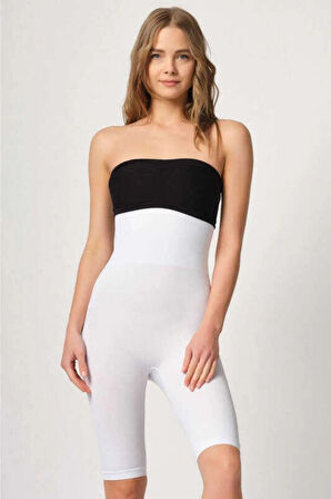 Kadın Ten Ultra Yüksek Bel Dikişsiz Uzun Paça Boxer Korse 2044