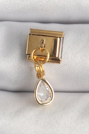316L Çelik Gold Renk Sallantı Damla Zirkon Taşlı Nomination Charm
