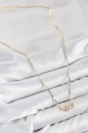 Pirinç Zirkon Taşlı Tifany Model Ezme Zincir Gold Renk Kadın Kolye