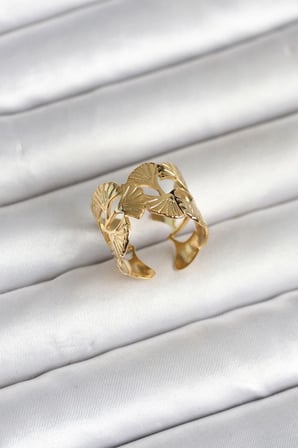 316LÇelikGoldRenkYelpazeModelKadınYüzük
