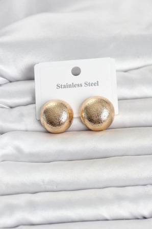 316L Çelik Gold Renk Top Model Kadın Küpe