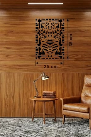 Otantik Lale Motifli Ahşap Duvar Tablosu - 25x35 cm Lazer Kesim Dekoratif Pano