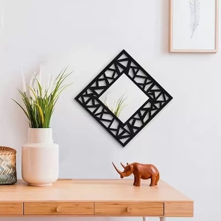 2'li Set Kırılmaz Pleksi Dekoratif Duvar Aynası - 22.5x22.5 cm Geometrik Çerçeveli 1. Sınıf Ayna