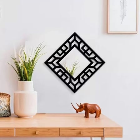2'li Set Kırılmaz Pleksi Dekoratif Duvar Aynası - 22.5x22.5 cm Geometrik Çerçeveli 1. Sınıf Ayna