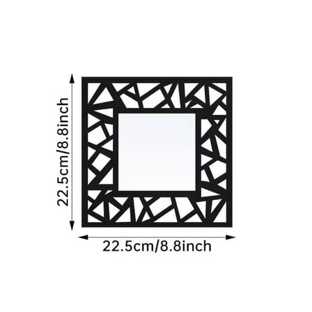 2'li Set Kırılmaz Pleksi Dekoratif Duvar Aynası - 22.5x22.5 cm Geometrik Çerçeveli 1. Sınıf Ayna