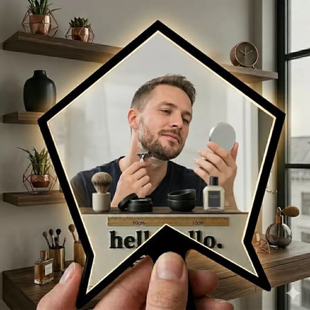 Kırılmaz Pleksi El Aynası 10x10cm - Çanta Boyu Geometrik Tasarım - Kadın & Erkek Bakım Aynası