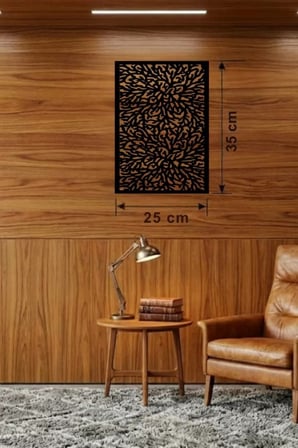 Soyut Mercan ve Hücre Dokulu Ahşap Duvar Tablosu - 25x35 cm Lazer Kesim Dekoratif Pano