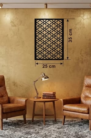 Geometrik Kafes Desenli Ahşap Duvar Tablosu - 25x35 cm Lazer Kesim Dekoratif Pano