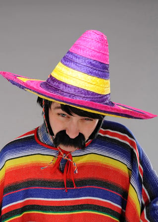 Sombrero Meksika Şapkası Renkli Örme Hasır Yetişkin Boy