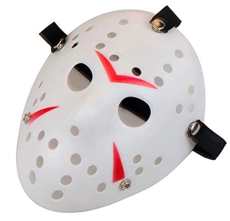 Beyaz Renk Kırmızı Çizgili Tam Yüz Hokey Jason Maskesi Hannibal Maskesi