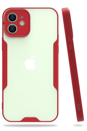 iPhone 12 Kılıf Platin Silikon - Kırmızı