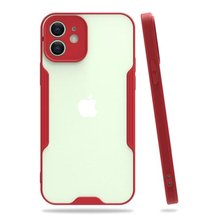 iPhone 12 Kılıf Platin Silikon - Kırmızı