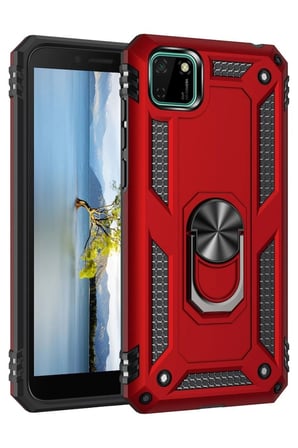 Huawei Y5P Kılıf Sofya Yüzüklü Silikon Kapak - Kırmızı