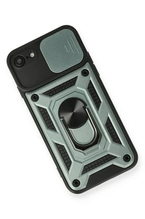 iPhone 7 Kılıf Pars Lens Yüzüklü Silikon - Yeşil